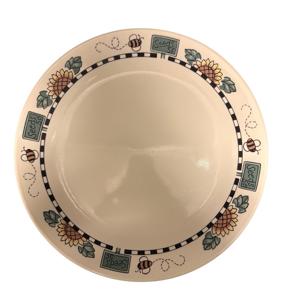 Corelle • Sunblossoms Pattern Dinner‎ Plate Bees, Sunflowers, Seeds